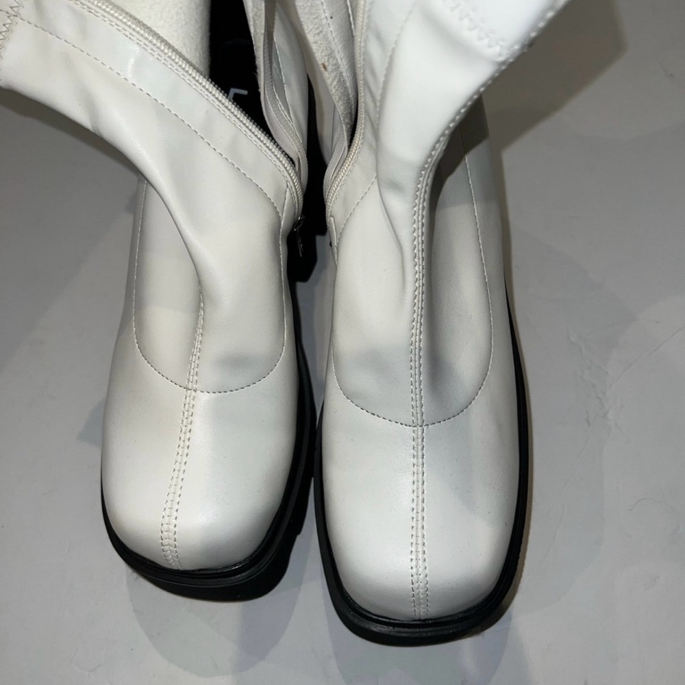 Bold White and Black Platform Ankle Booties - Picture 3 of 4